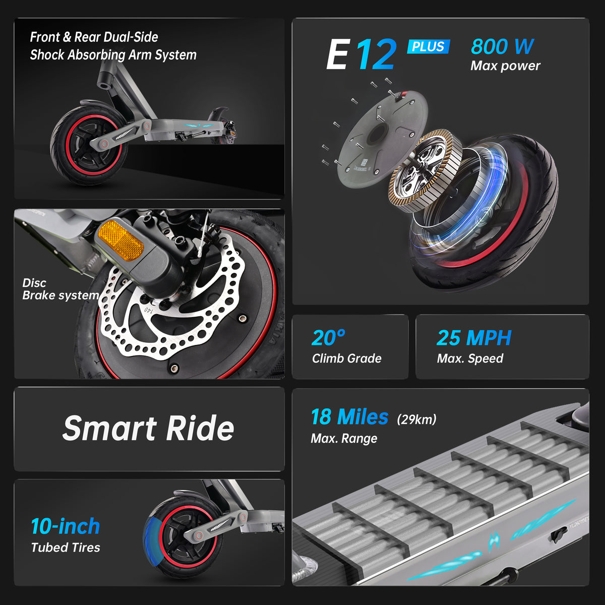 Zwheel ZSA Plus/E12 Plus 800W Electric Scooter