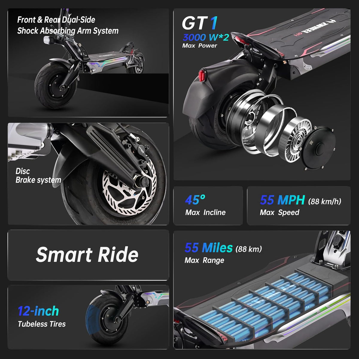 Zwheel ZSE2/GT1 3000W*2 Racing Electric Scooter